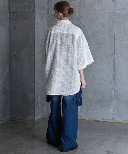 SERACE 七分袖 シャツ 「SERACE」Loose silhouette jacquard shaggy 
