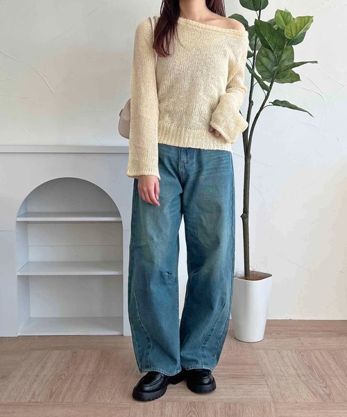 GALLE Paris 売れ筋商品|||ガレパリ ニット&セーター アウター レディース Sweaters Blue GUESS Originals Jacquard Sweater Top セーター レディース