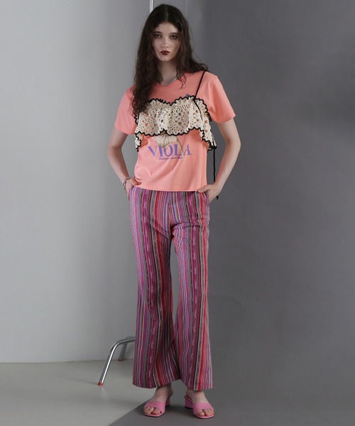 ROSE BUD パンツ (mag.by c)JACQUARD FLARE PANTS レディース