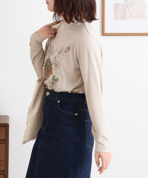 ブローディア BRODIAEA ハイネックカットソー カラフル刺繍 スーパープレミアサーモ （ピンク） ブローディア BRODIAEA ハイネックカットソー カラフル刺繍