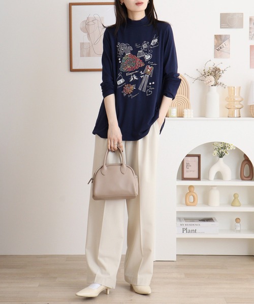 tシャツ BRODIAEA ハイネックカットソー カラフル刺繍 スーパー