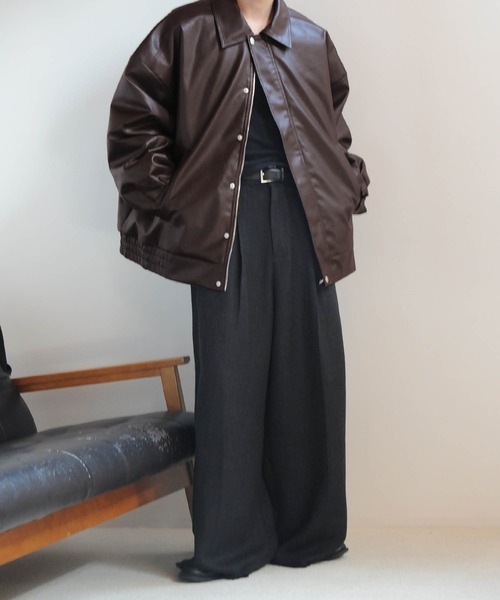 「Nilway」 ジップアップブルゾン LARGE ブラウン メンズ_画像2