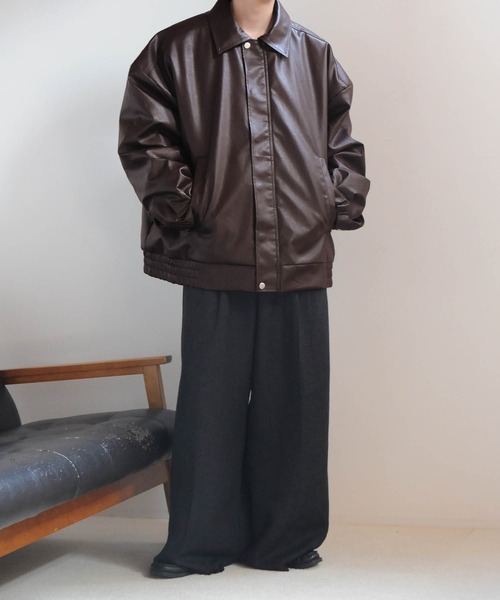 「Nilway」 ジップアップブルゾン LARGE ブラウン メンズ_画像7