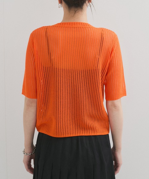 LE CERCLE par rope' tシャツ 針抜きリブ5分袖プルオーバー レディース