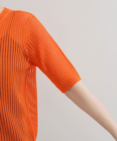 LE CERCLE par rope' tシャツ 針抜きリブ5分袖プルオーバー