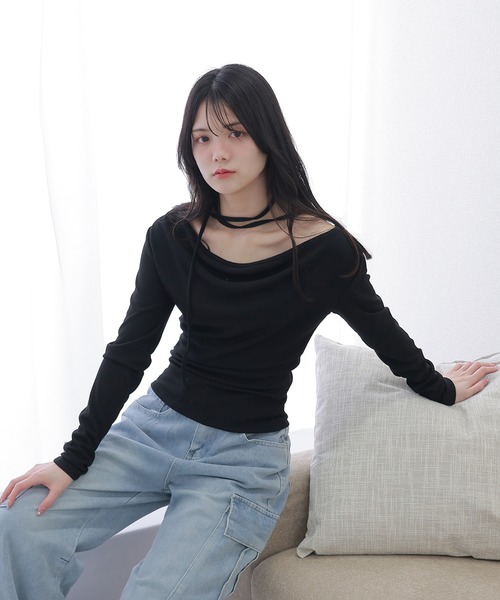 M DOLLY tシャツ choker ribbon tops/チョーカーリボントップス