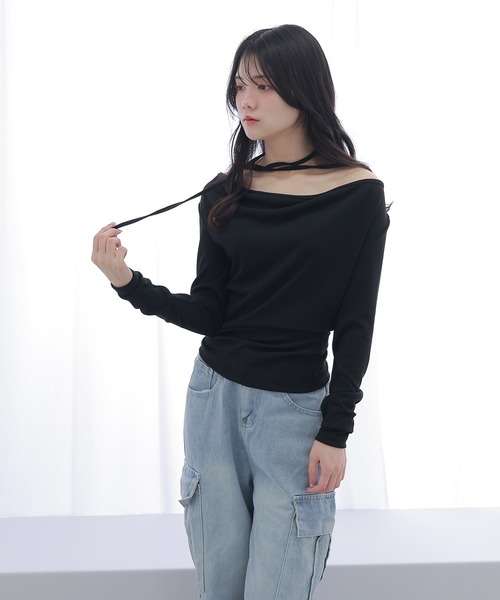M DOLLY tシャツ choker ribbon tops/チョーカーリボントップス