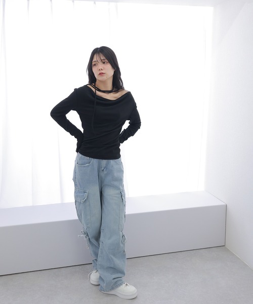 M DOLLY tシャツ choker ribbon tops/チョーカーリボントップス