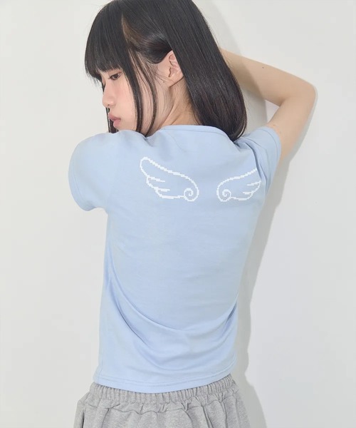 tシャツ A'GEM/9 × .kom 「 FANCY CLUB/ファンシークラブ」 ANGEL MARK CROP TEE/エンジェルマーク クロッ