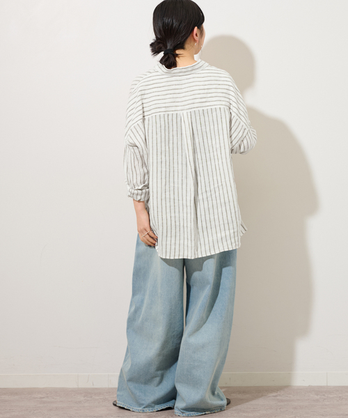 i*1様 美品　2024　レリューム　No.66ストライプフレンチリネンシャツ i*1様 美品 2024 レリューム No.66ストライプフレンチリネン