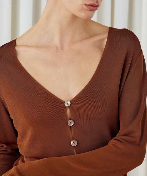 DES PRES（デプレ） カーディガン マットレーヨン Vネックカーディガン