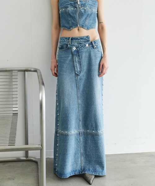 MAISON SPECIAL デニムスカート Studs Denim Skirt/スタッズ