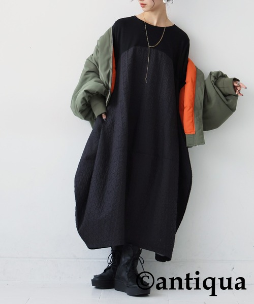 antiqua」 「patterntorso」長袖ワンピース FREE ブラック レディース 