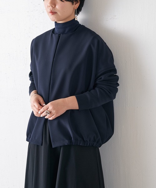 未使用級 ビアズリー 24SS トロミラフハオリ ノーカラージャケット ネイビー 未使用級 ビアズリー 24SS トロミラフハオリ ノーカラー