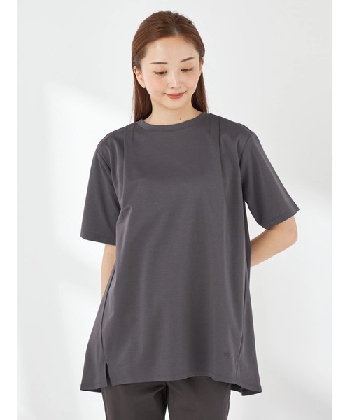 tシャツ 「接触冷感」タックロングTシャツ レディース