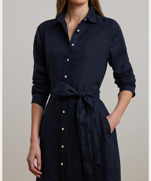 【美品】LAUREN RARPH LAUREN シャツワンピース LAUREN RALPH シャツワンピース リネン シャツドレス : ZOZOTOWN