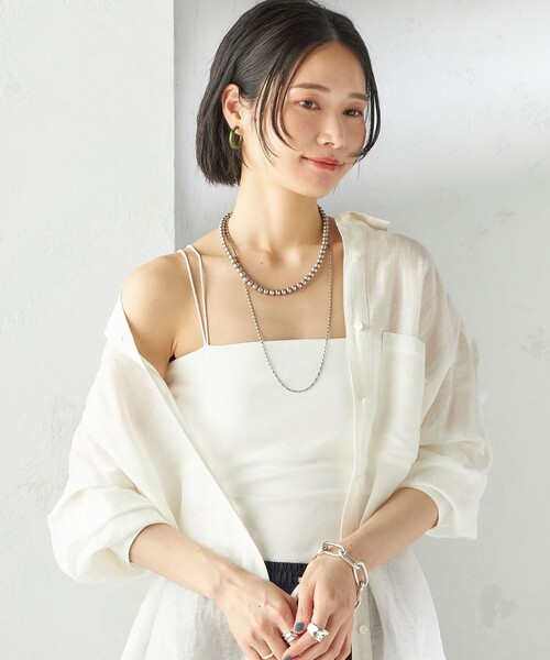 キャミソール 「接触冷感」ベア フライス カップ付 2ストラップ キャミ SHIPS キャミソール 「接触冷感」ベア フライス カップ付 2