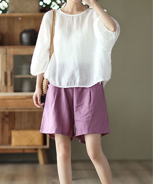 BLANC FICELLE ブラウス シャツ リラクシーシアー ブラウス（七分袖