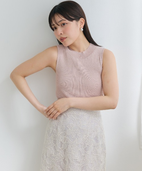 ニット セーター ラメノースリトップス レディース