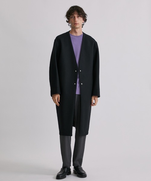 UNITED TOKYO ブラック ロングコート 比翼 ノーカラーコート UNITED TOKYO（ユナイテッドトウキョウ） ノーカラーコート 1 ブラック