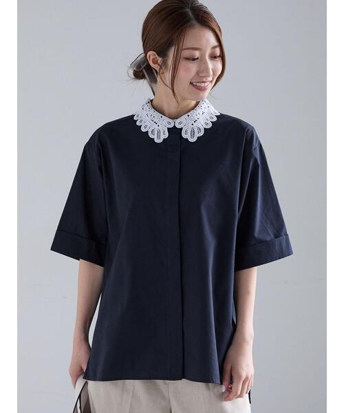 Te chichi ブラウス シャツ レースカラー5分袖シャツブラウス