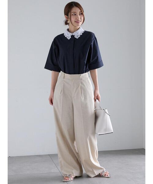Te chichi ブラウス シャツ レースカラー5分袖シャツブラウス