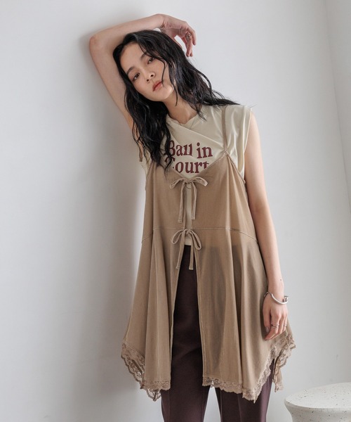 LOWRYS FARM ワンピース 2WAYカットベロアミニワンピース 578265