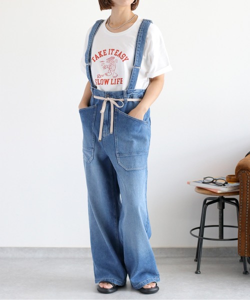 2WAYサスペンダーコットンリネンデニムパンツ 2WAYサスペンダーコットンリネンデニムパンツ | PUAL CE CIN