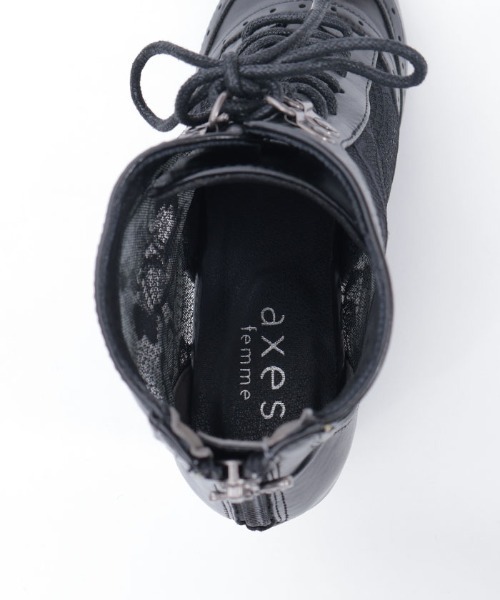 最終値下げ　新品未使用タグ付アクシーズファムポエティックレースアップブーツ黒M axes femme（アクシーズ ファム） ブーツ チュールレースアップブーツ