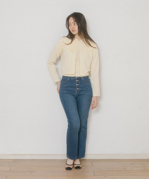 「TINA：JOJUN」 半袖ニット M クリーム レディース_画像4