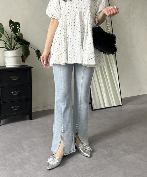 「prose verse」 ブーツカットデニムパンツ LARGE サックスブルー レディース