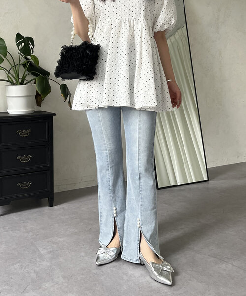 「prose verse」 ブーツカットデニムパンツ LARGE サックスブルー レディース