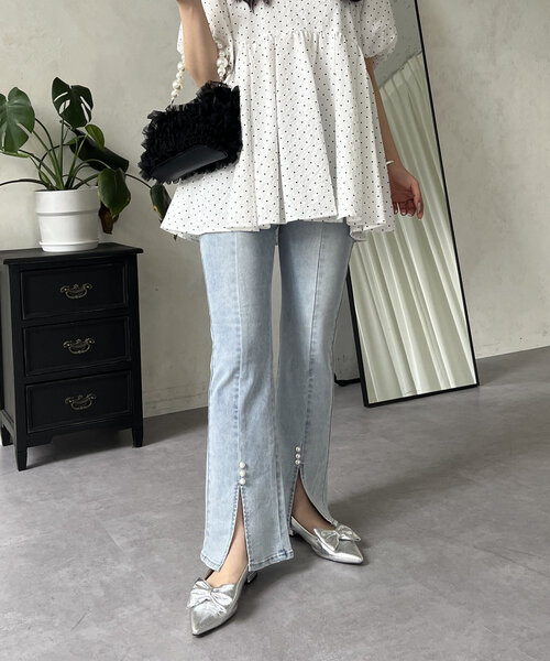 「prose verse」 ブーツカットデニムパンツ LARGE サックスブルー レディース