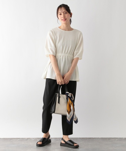 「GLOBAL WORK」 半袖チュニック LARGE アイボリー レディース