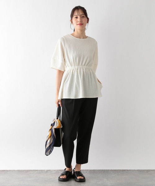 「GLOBAL WORK」 半袖チュニック LARGE アイボリー レディース
