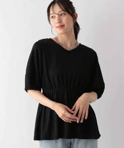 「GLOBAL WORK」 半袖チュニック LARGE アイボリー レディース
