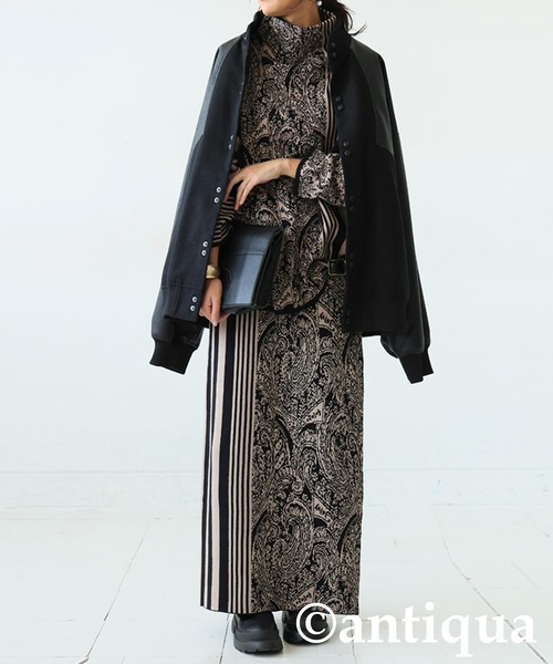 antiqua（アンティカ） スカート 柄切り替えニットスカート : ZOZOTOWN