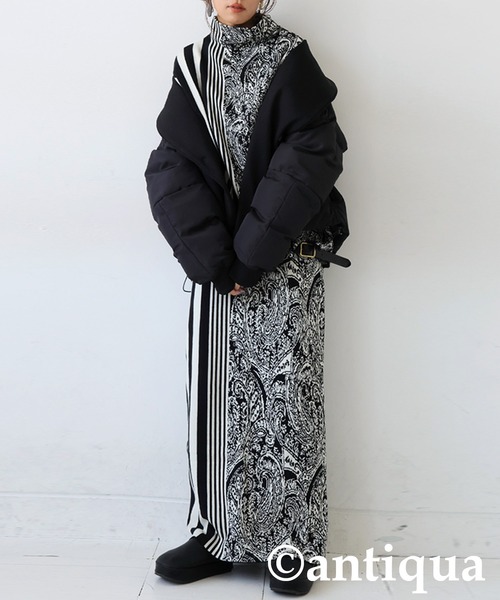 antiqua（アンティカ） スカート 柄切り替えニットスカート : ZOZOTOWN