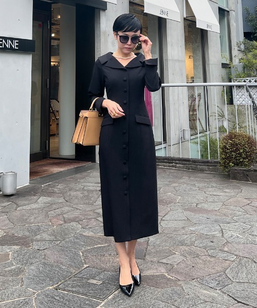 JENNE」 長袖ワンピース MEDIUM ブラック レディース : ZOZOTOWN Yahoo