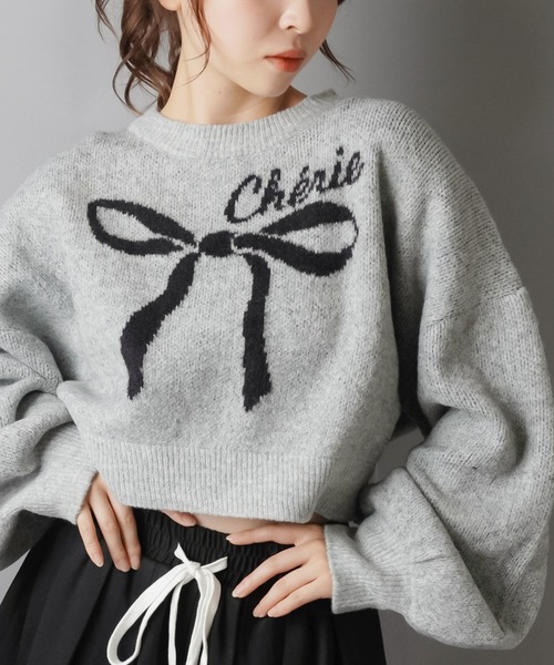 ♡novara ニット　セーター　ネコ　立体リボン　新品タグ付き16800円♡ フワフワネコちゃんリボンニット/MAJESTIC LEGON(マジェスティック