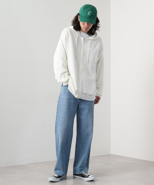 「SUGGESTION」 ジップアップパーカー M オフホワイト メンズ_画像2