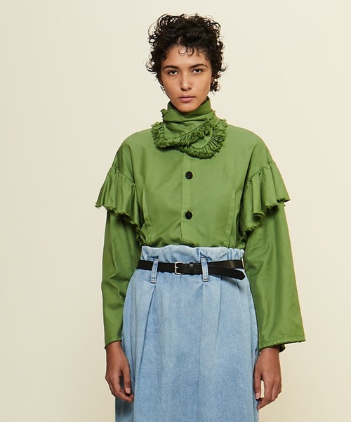 CURRENTAGE ブラウス シャツ 「CURRENTAGE/カレンテージ」Ruffle Ox