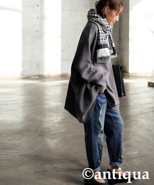 antiqua（アンティカ） ストール マフラー インド綿 千鳥柄 大判