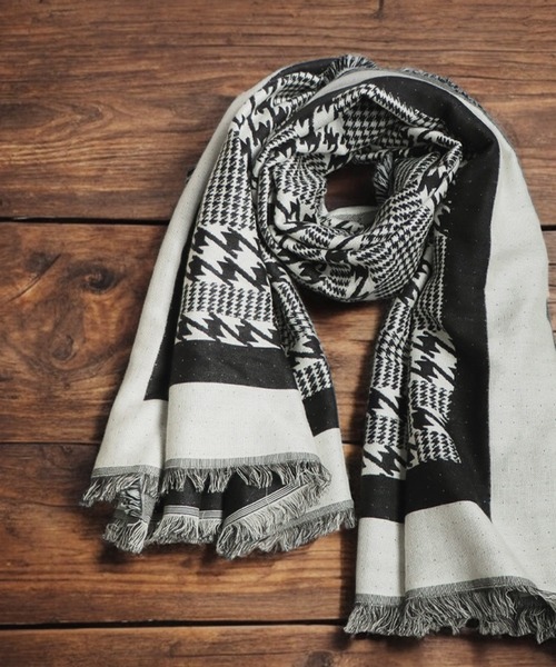 antiqua（アンティカ） ストール マフラー インド綿 千鳥柄 大判