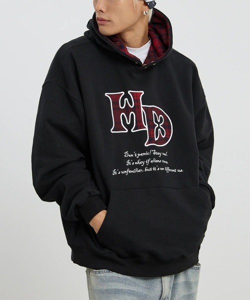 HOODHOOD パーカー 「UNISEX」HOODHOOD／チェックアップリケフード
