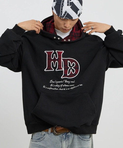HOODHOOD パーカー 「UNISEX」HOODHOOD／チェックアップリケフード