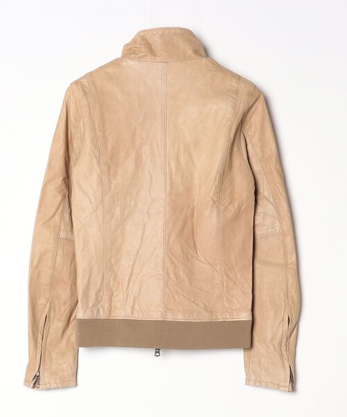 「shama」 レザーブルゾン 40 ベージュ メンズ_画像2
