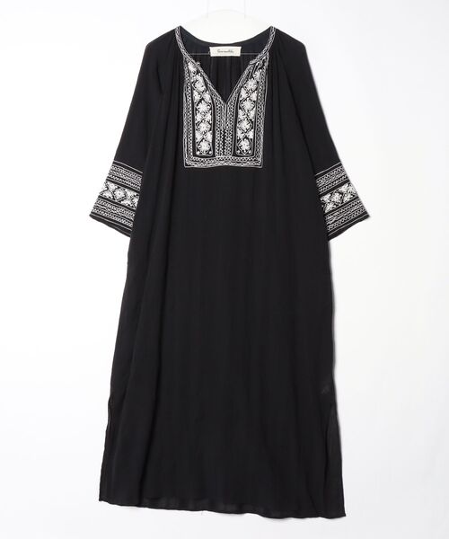 sara mallika（サラ マリカ） レース長袖ワンピース - ブラック