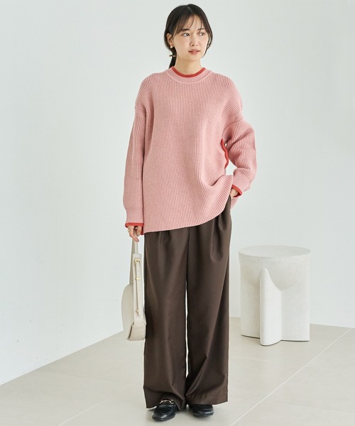 LAVEANGE（ラビアンジェ） ニット セーター 「洗える」配色ライン畦