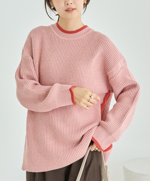 LAVEANGE（ラビアンジェ） ニット セーター 「洗える」配色ライン畦